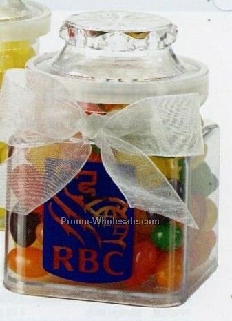8 Oz. Plastic Jar W/ Rainbow Bubble Gum