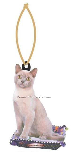 American Burmese Cat Executive Line Ornament W/ Mirrored Back (6 Sq. Inch)