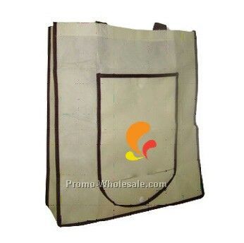 Biodegradable Non-woven Tote Bag - Tan With Black Trim