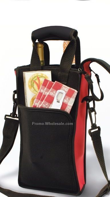 Boxed Zip-n-go Picnic Neoprene 2 Bottle Wine Bag With Traveler's Corkscrew