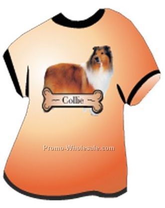 Collie Acrylic T Shirt Coaster W/ Felt Back
