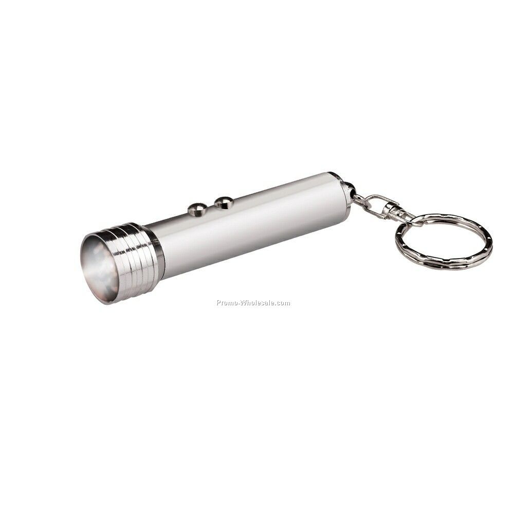 Compact Aluminum Flashlight W/ Laser Pointer & Key Ring