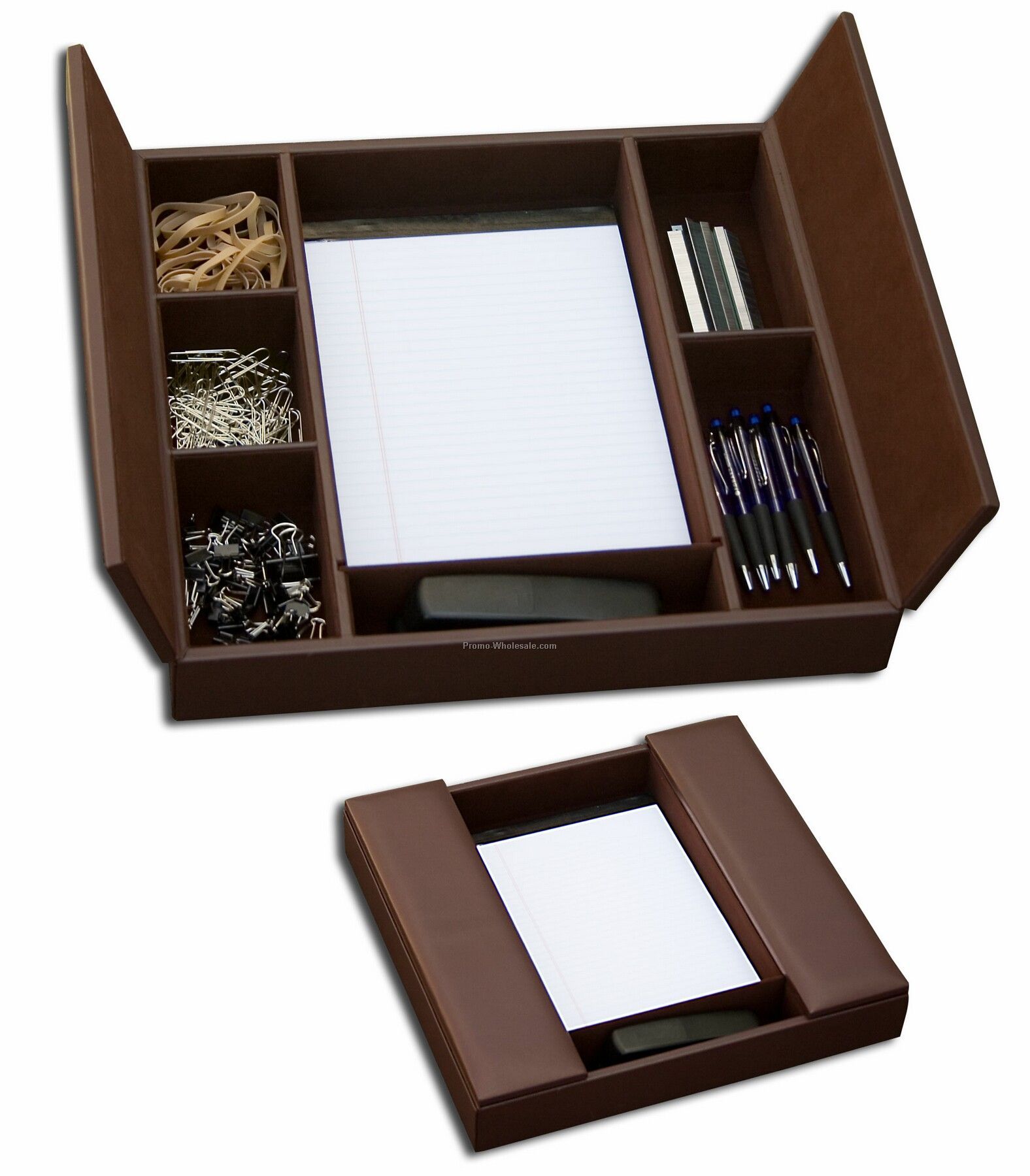 Conference Room Organizer - Chocolate Brown Top Grain Leather