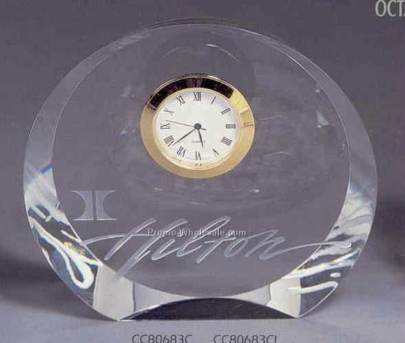 Crystal Awards-circular Laser Engraved Clock(5"x3"x1")