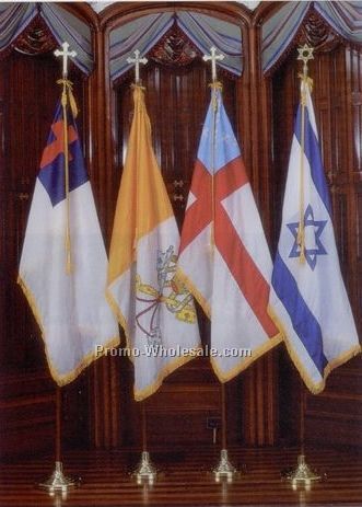 Deluxe Crown Christian Flag Presentation Set W/ 9' Oak Pole