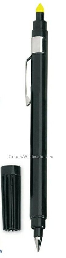 Double Exposure Highlighter & Ballpoint Pen Combo - Black Barrel