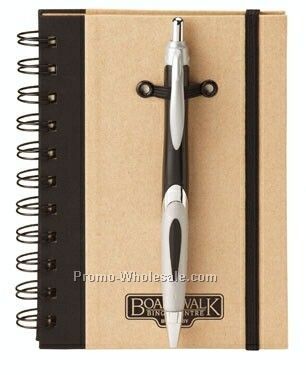 Eco Spiral Hard Cover Journal Combo With Pen (4"x6")