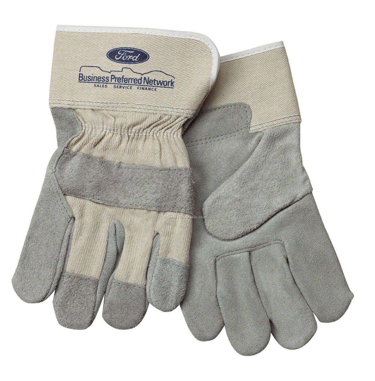 Economy Grey Leather Palm Glove With Natural Fabric Back (One Size)