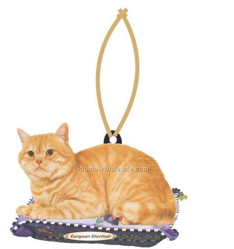 European Shorthair Cat Executive Line Ornament W/ Mirrored Back(8 Sq. Inch)