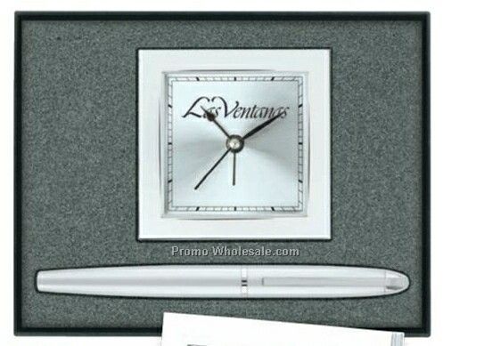 Executive Alarm Clock/ Ballpoint Pen Gift Set