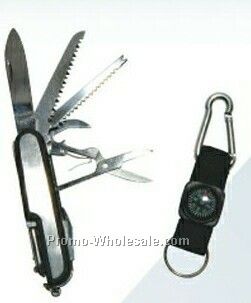 Explorer Knife Set With Compass/ Keychain/ Carabiner (Laser Engraved)