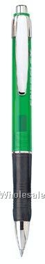 Fiesta Transparent Gloss Push-action Ballpoint Plastic Pen W/ Chrome Trim