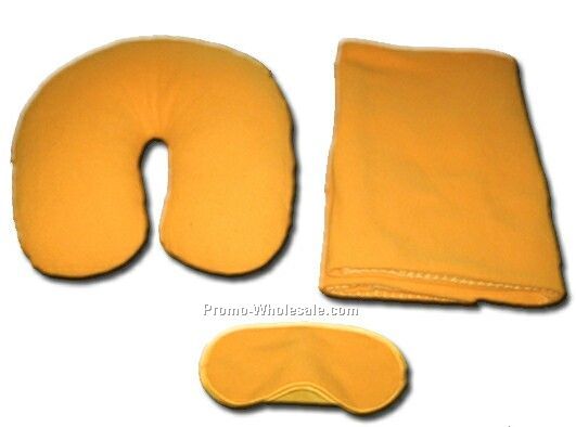 Fleece Travel Set Pillow, Eye Mask, Blanket