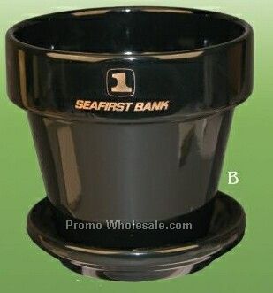 Flower Pot W/ Saucer (Black)