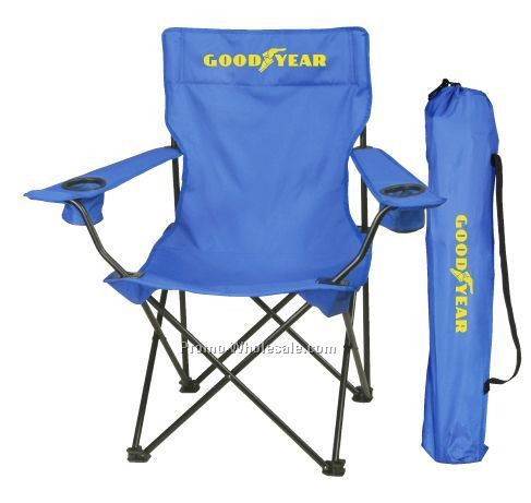 Folding Chair W/ Carry Case, Arm Rest & Cup Holder