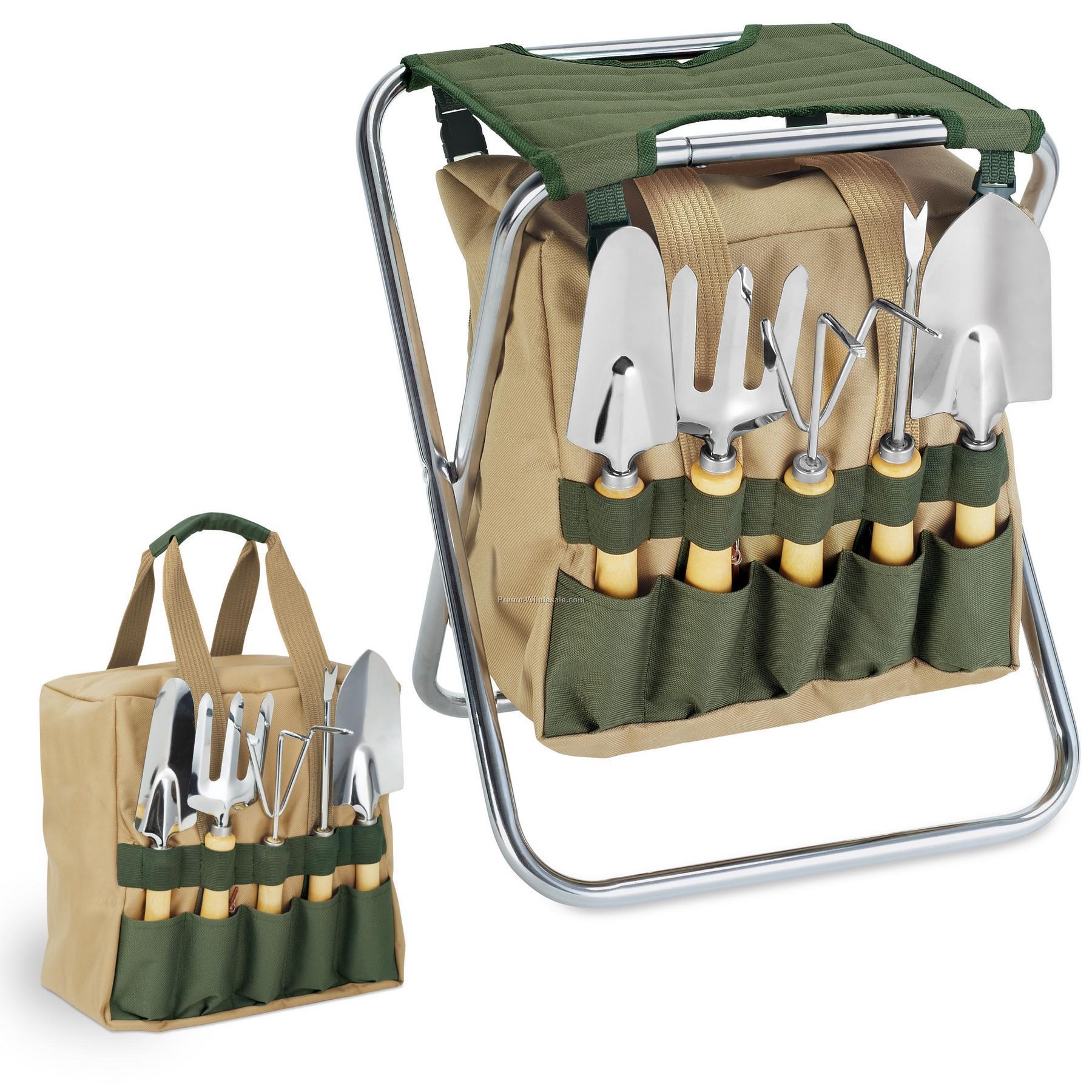 Gardener Folding Chair With 5 Gardening Tools
