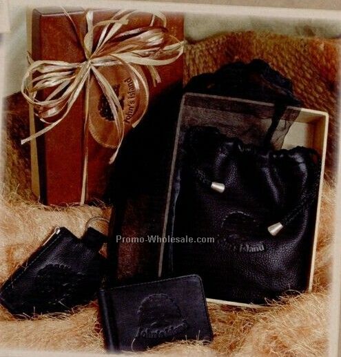Gift Set W/ Walnut Canyon Id Pouch, Money Clip-wallet & Cinch Bag