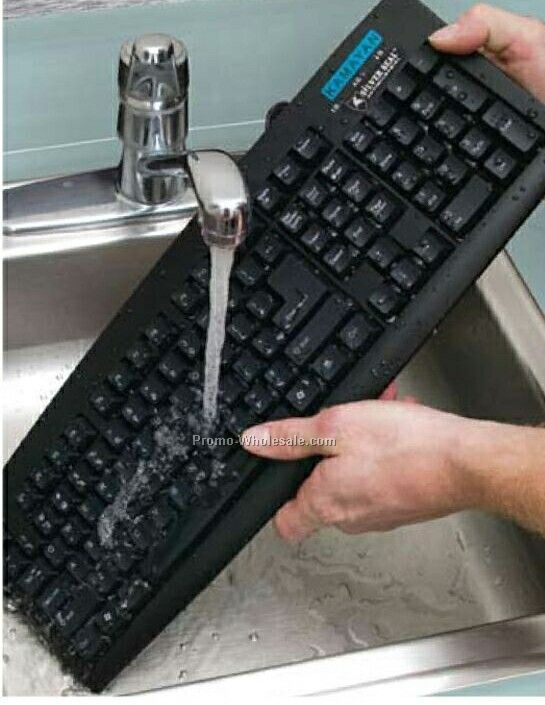 Giftcor Black Antimicrobial Washable Keyboard 18-1/8"x6-3/4"x1-3/8"