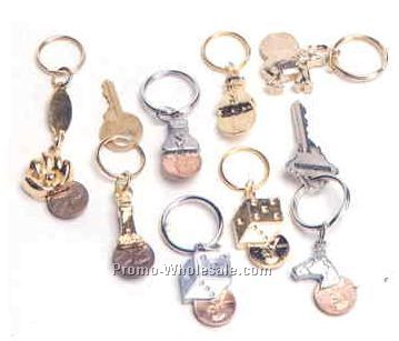 Gold Lincoln Lotto Scratcher Keychain W/ Id Tag (Dice)