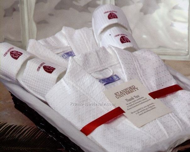 His & Hers Waffle Weave Robe & Slippers Cabana Bay Wicker Basket Gift Set