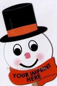 Holiday Fun Snowman On Stick Fan W/Top Hat