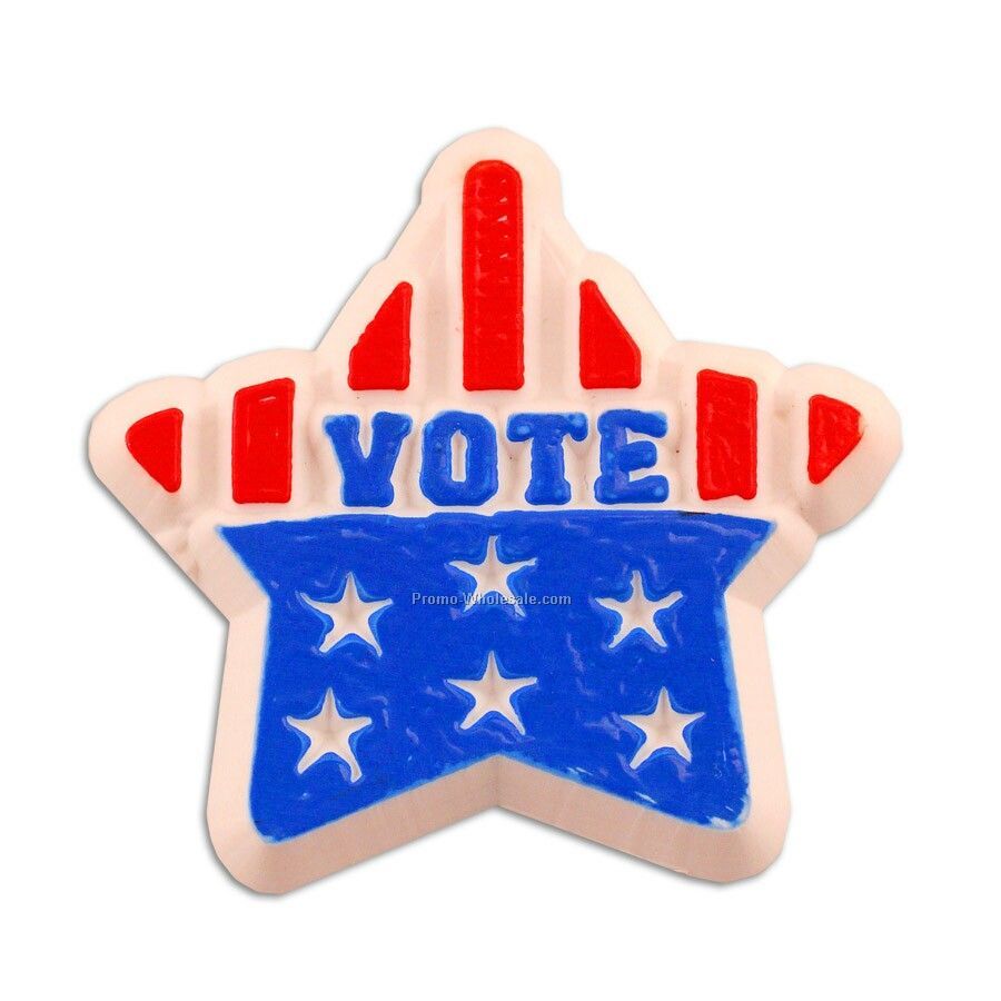 Lapel Pin / Molded Plastic - Vote / Star (Made In Usa)