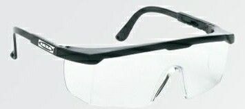 Large Single Lens Safety Glasses W/Clear Lens & Black Frame