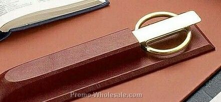 Letter Opener/ Scissors Library Set In Tan Leather Holder