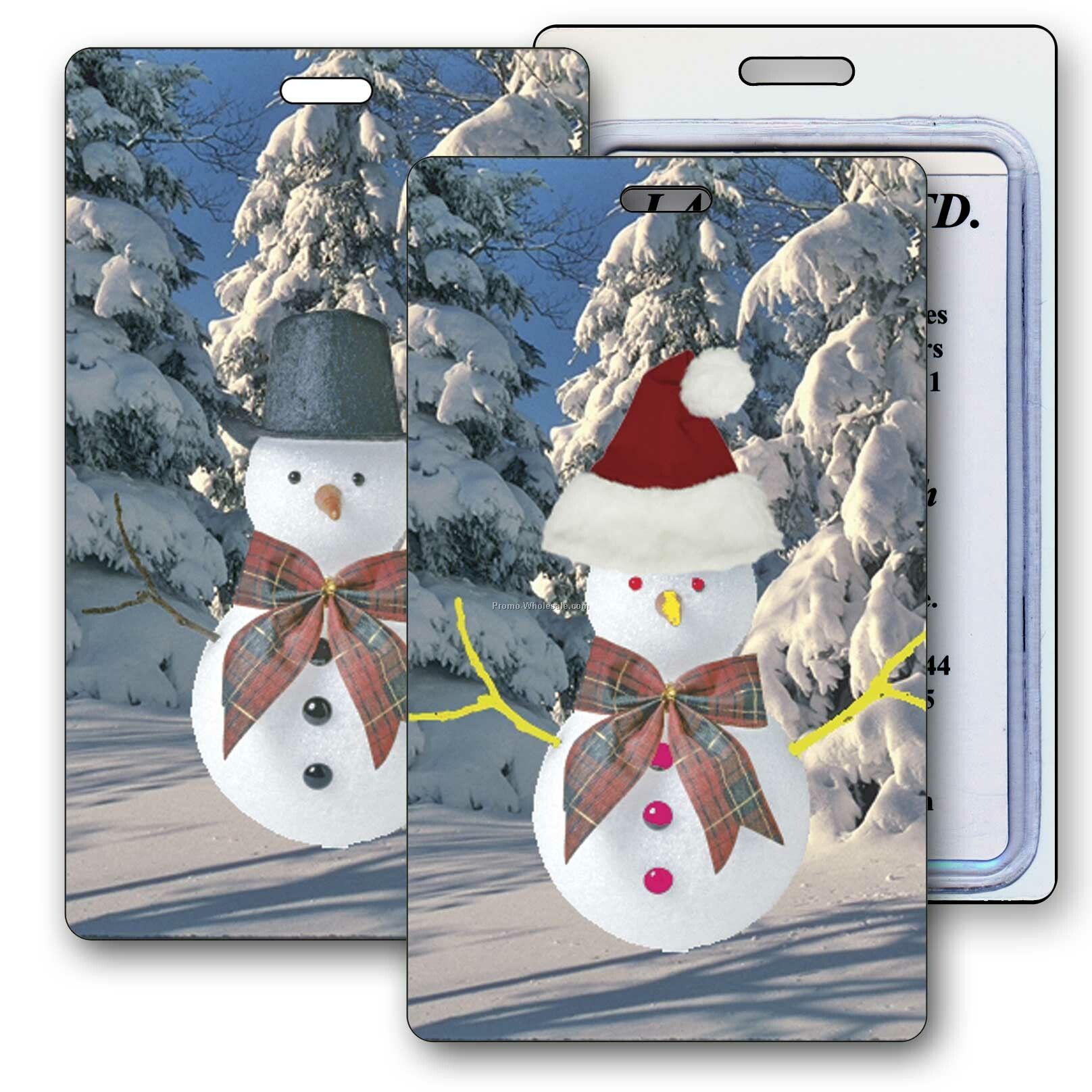 Luggage Tag 3d Lenticular Snowman, Santa Stock Image - Imprint Product