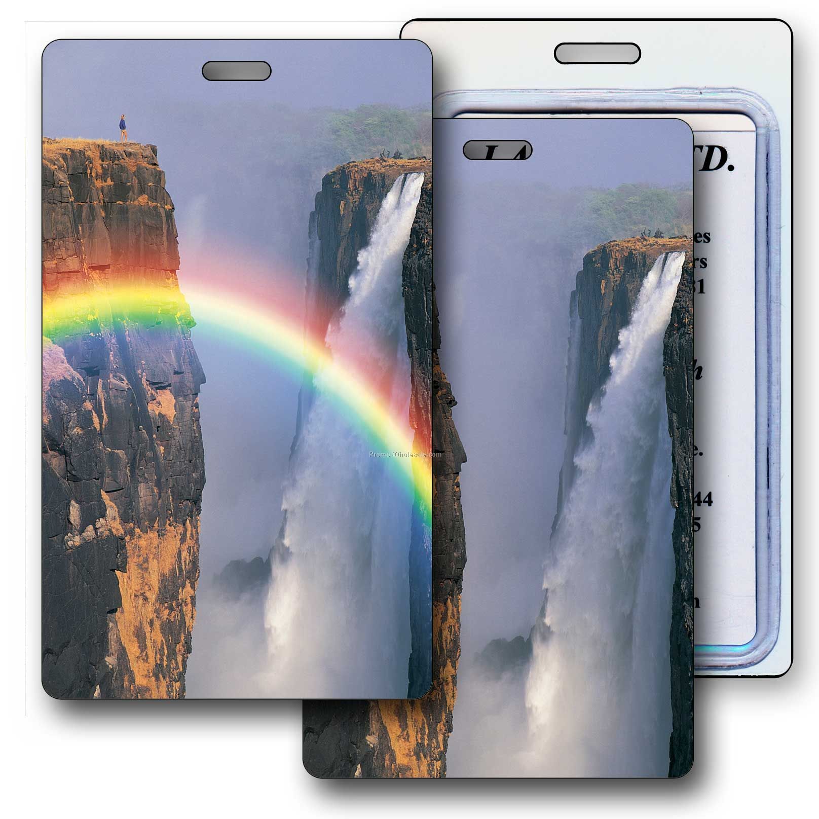 Luggage Tag 3d Lenticular Waterfalls, Rainbow, Stock Image - Blank Product