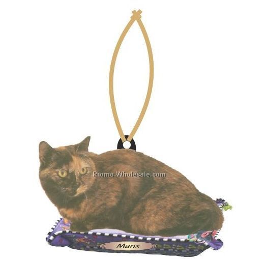 Manx Cat Executive Line Ornament W/ Mirror Back (4 Square Inch)