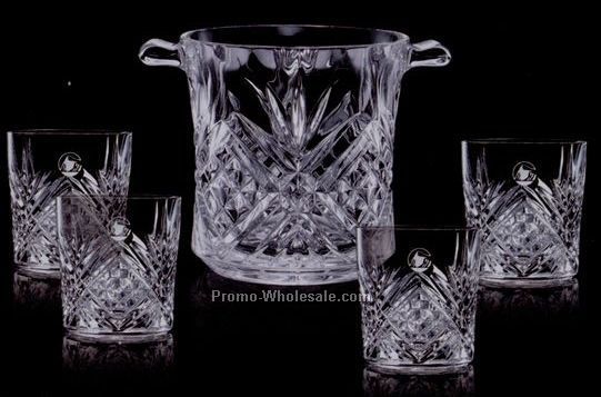 Medallion Wine Cooler & 4 Flutes