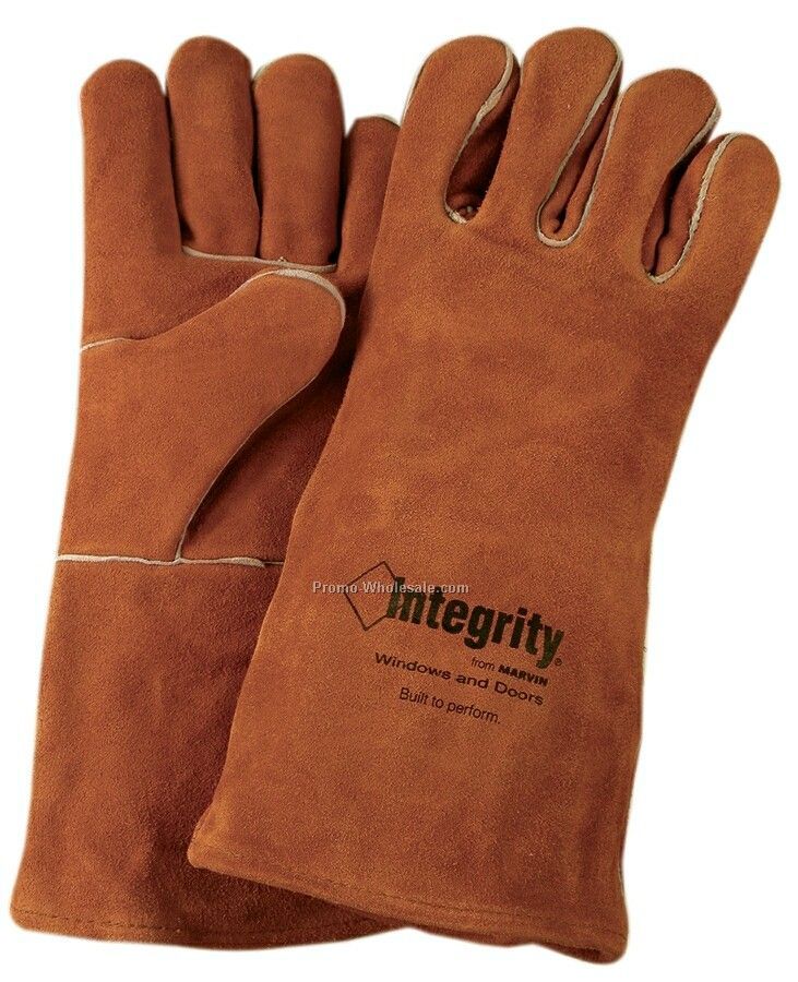 Men's Leather Welder & Fireplace Gloves With Fully Welted Seams (Large)