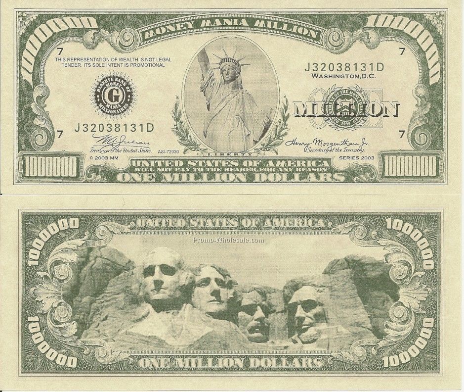 million dollar bill. Million Dollar Bill