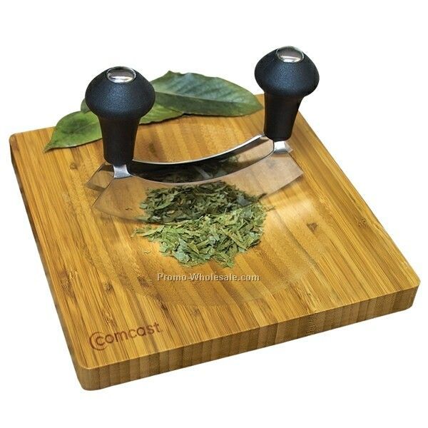 Mincing Knife And Bamboo Board Set