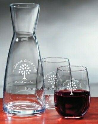 Nova Wine Set - 1 Carafe W/ 2 Stemless Wine Glasses