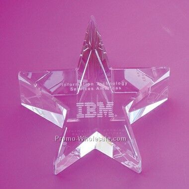 Optical Crystal Slant Star Paperweight (Engraved)