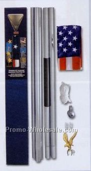 Outdoor Aluminum Flagpole Set W/ 4'x6' American Flag