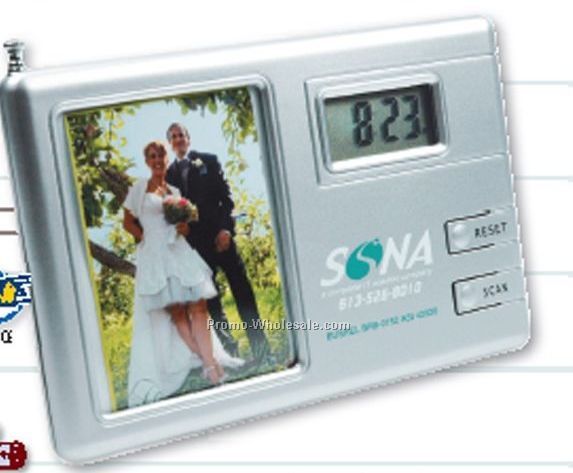 Photo Frame, Clock & FM Scan Radio W/Alarm - 5-1/2"x3-1/2"