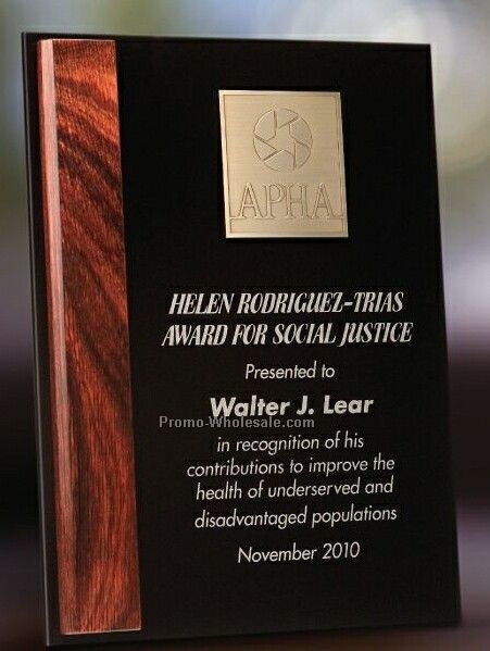 Plexiglass Award Plaque W/ Etched Plate & Dymondwood Accent - 8"x10"