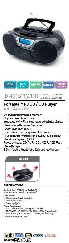Portable Mp3 CD/CD W/Cassette & Radio Dual Volt