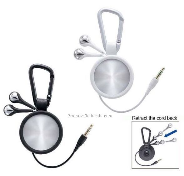 Retractable Ear Buds With Carabiner