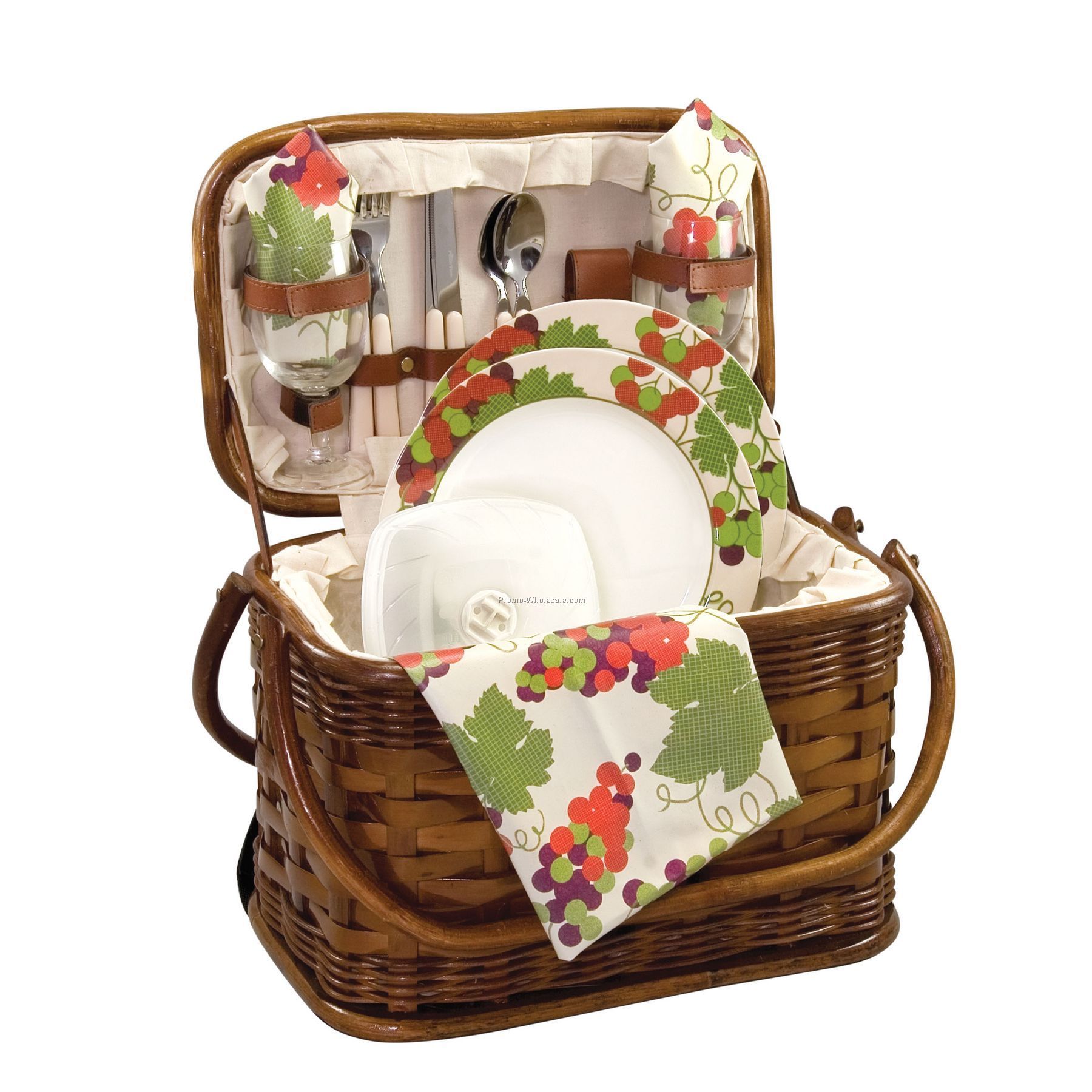 Romance Rattan & Bamboo Picnic Basket With Service For 2