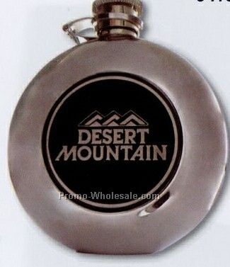 Round Metal Flask W/ 2" Medallion