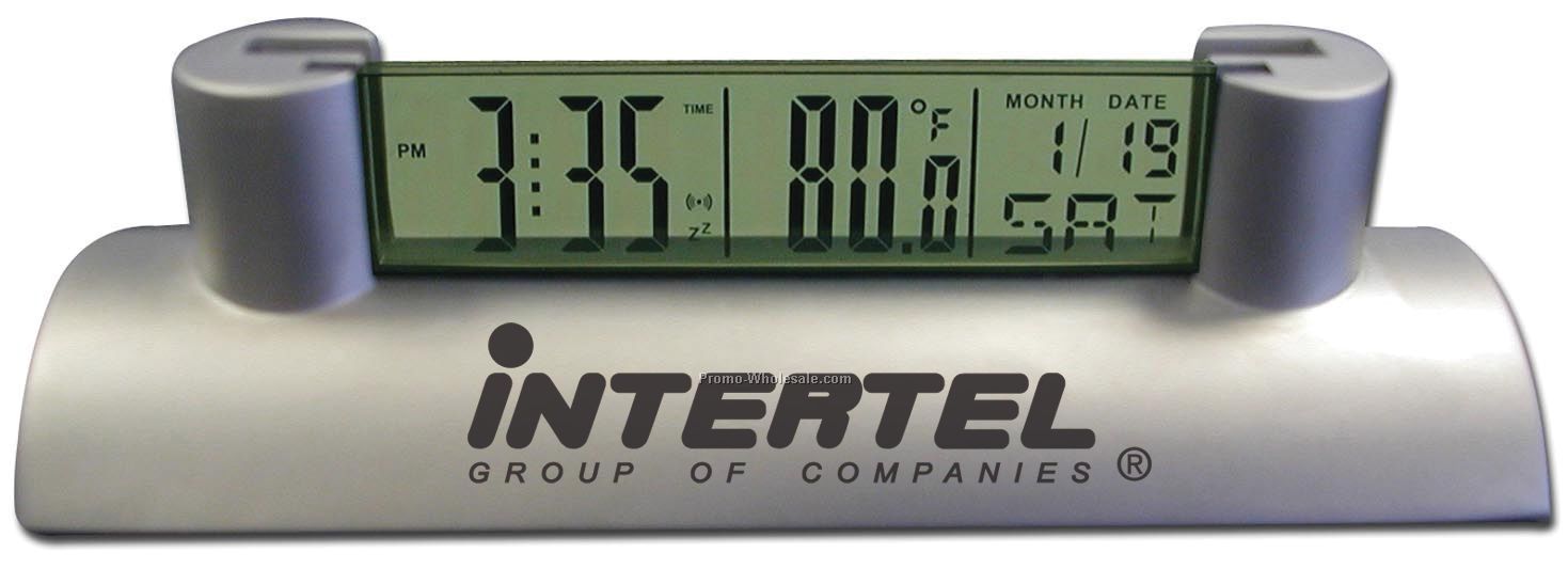 See Through Alarm Clock Cardholder W/ Temperature & Calendar