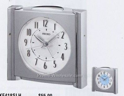 Silver Tone Metallic Case Get Up & Glow Bedside Alarm