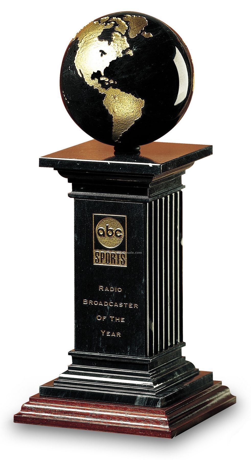 Small Black Marble Renaissance Pillar & Globe Award