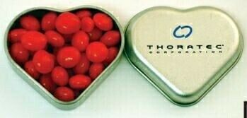 Small Silver Heart Tin W/ White Gourmet Mints