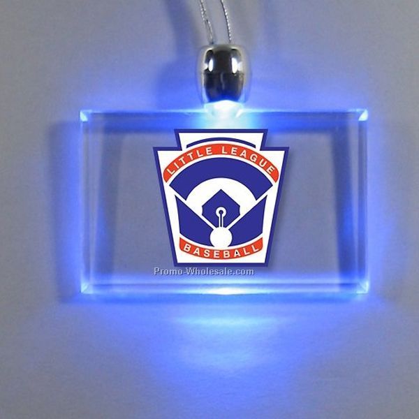 Steady Blue Light Up Rectangle Pendant Necklace