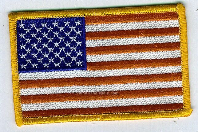 Stock AM Flag With Gold Border 3.5 X 2